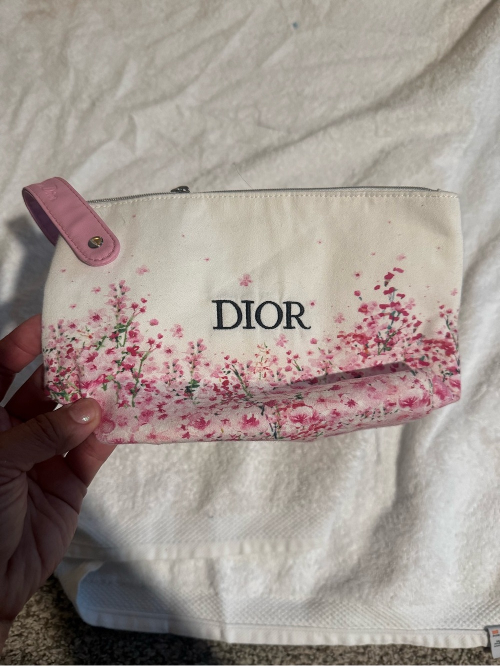 Dior Beauty Pouch with Pink Floral Print